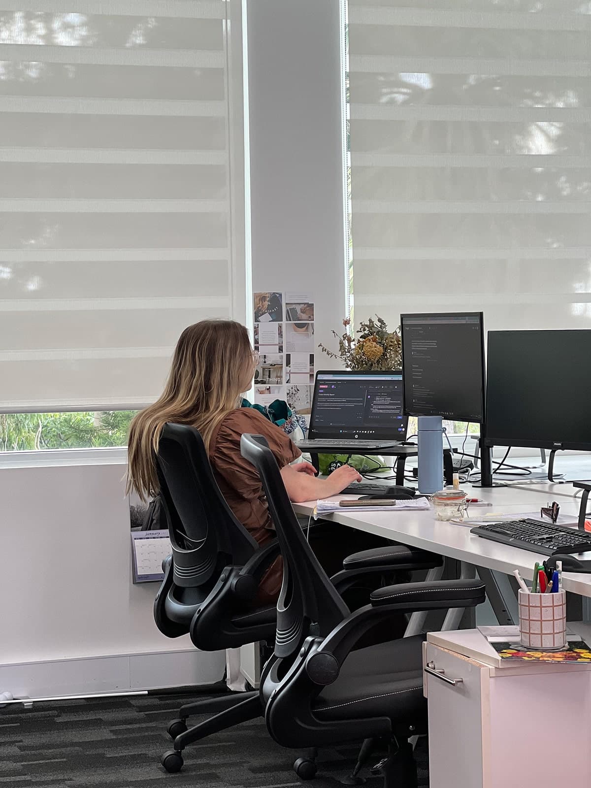 CRM specialist works at desk